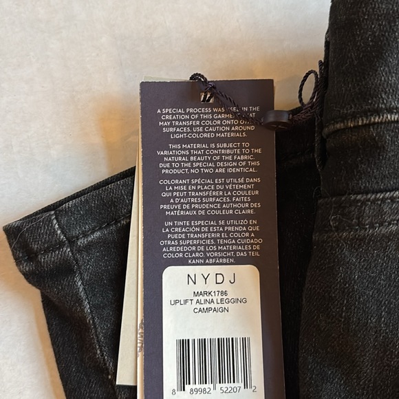 Not your daughters jeans NYDJ Uplift Alina Jean Legging denim black sz 12 NEW - Picture 8 of 8